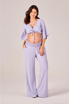 Calça Gestante Pantalona Cós Lastex Candy Emma Fiorezi