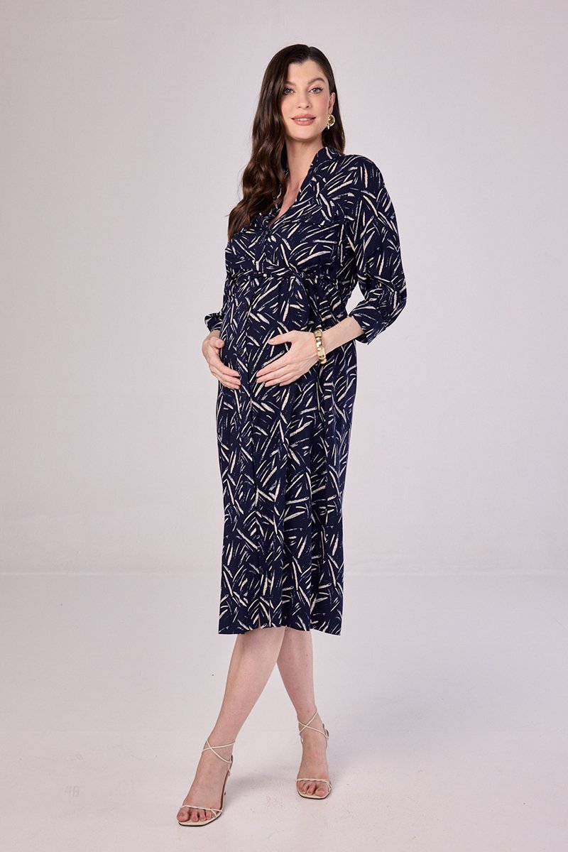 Vestido Chemise Midi Estampa Pennello