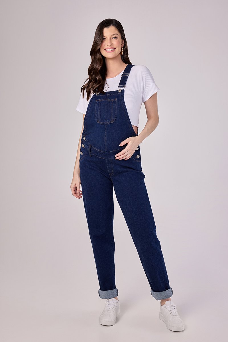 Macacão Jeans Classic | Charme e Praticidade para Mamães